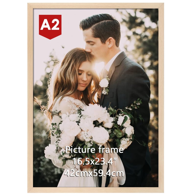 Ramă foto din aluminiu cu aspect de lemn natural Giftgarden A2 42x59,4 cm - Ușor deteriorată (capac spate îndoit, ușor lovită (stare: vezi a 2-a imagine))