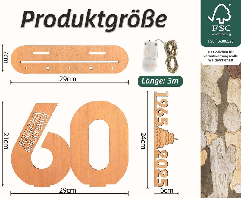 Giftota 18. Születésnapi Ajándék Fa Tábla LED Fényekkel - Személyre Szabható Vendégkönyv