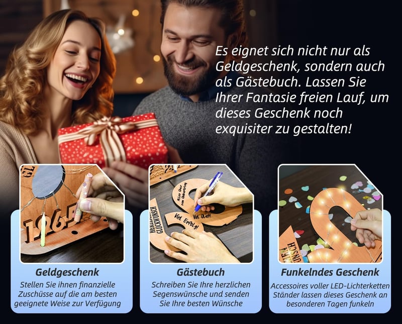 Giftota 18. Születésnapi Ajándék Fa Tábla LED Fényekkel - Személyre Szabható Vendégkönyv