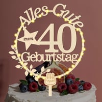 Giftota 90. születésnapi tortadísz LED fényekkel fa 4