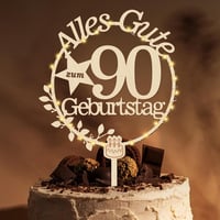 Giftota 90. születésnapi tortadísz LED fényekkel fa 1