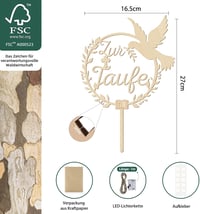 Giftota Fa Keresztelő Tortadísz LED Tündérfényekkel 2