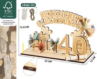 Giftota Fa Pénzajándék Tartó 40. Születésnapra LED Fényekkel - Egyedi Ajándék Férfiaknak/Nőknek, Festhető, Dekorálható Fa Tábla 5