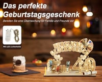 Giftota Fa Pénzajándék Tartó 40. Születésnapra LED Fényekkel - Egyedi Ajándék Férfiaknak/Nőknek, Festhető, Dekorálható Fa Tábla 4