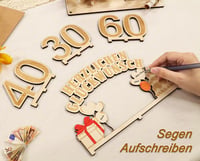 Giftota Fa Pénzajándék Tartó 60. Születésnapra LED Fényekkel - Egyedi Dekoráció Férfiaknak/Nőknek, Kézzel Írható Ajándék Fa Állvánnyal 2