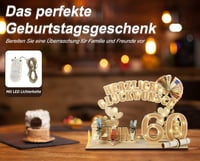 Giftota Fa Pénzajándék Tartó 60. Születésnapra LED Fényekkel - Egyedi Dekoráció Férfiaknak/Nőknek, Kézzel Írható Ajándék Fa Állvánnyal 4