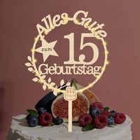 Giftota Fa Tortadísz 15. Születésnap LED Tündérfénnyel 3