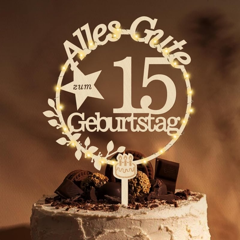 Giftota Fa Tortadísz 15. Születésnap LED Tündérfénnyel