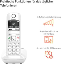 Bezdrôtový telefón DECT Gigaset AS690 – veľký displej, hlasitý odposluch, blokovanie hovorov, biely 4