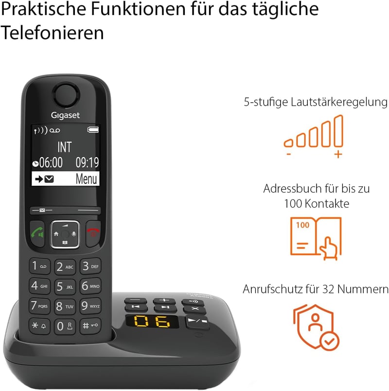 Gigaset AS690A DECT vezeték nélküli telefon nagy kijelzővel és gombokkal