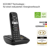 Sada bezdrôtových telefónov Gigaset AS690A Quattro DECT – 4 ks so záznamníkom – blokovanie hovorov – hlasitý odposluch – čierna 5