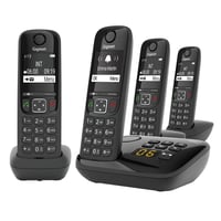 Sada bezdrôtových telefónov Gigaset AS690A Quattro DECT – 4 ks so záznamníkom – blokovanie hovorov – hlasitý odposluch – čierna 1