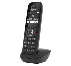 Telefon suplimentar Gigaset AS690HX DECT cu stație de încărcare, compatibil Fritzbox, hands-free, negru - fără stație de bază (utilizat)