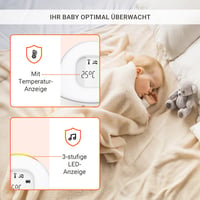 Detská opatrovateľka Gigaset Baby 100 Audio DECT – obojsmerná komunikácia, dosah 300 m, časovač kŕmenia, snímač teploty, nočné svetlo, teplá sivá 4