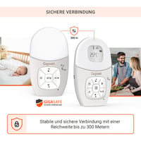 Detská opatrovateľka Gigaset Baby 100 Audio DECT – obojsmerná komunikácia, dosah 300 m, časovač kŕmenia, snímač teploty, nočné svetlo, teplá sivá 2