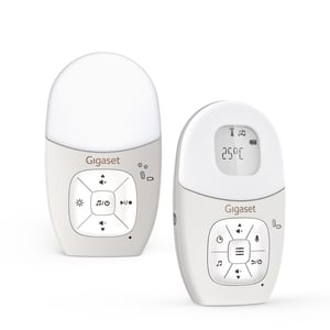 Gigaset Baby 100 Audio DECT baby monitor - dvosmjerna komunikacija, domet 300 m, tajmer za hranjenje, senzor temperature, noćno svjetlo, toplo siva