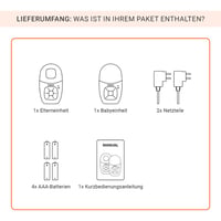 Detská opatrovateľka Gigaset Baby 100 Audio DECT – obojsmerná komunikácia, dosah 300 m, časovač kŕmenia, snímač teploty, nočné svetlo, teplá sivá 8