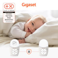 Detská opatrovateľka Gigaset Baby 100 Audio DECT – obojsmerná komunikácia, dosah 300 m, časovač kŕmenia, snímač teploty, nočné svetlo, teplá sivá 9