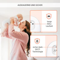 Detská opatrovateľka Gigaset Baby 100 Audio DECT – obojsmerná komunikácia, dosah 300 m, časovač kŕmenia, snímač teploty, nočné svetlo, teplá sivá 5