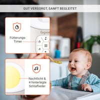 Detská opatrovateľka Gigaset Baby 100 Audio DECT – obojsmerná komunikácia, dosah 300 m, časovač kŕmenia, snímač teploty, nočné svetlo, teplá sivá 6