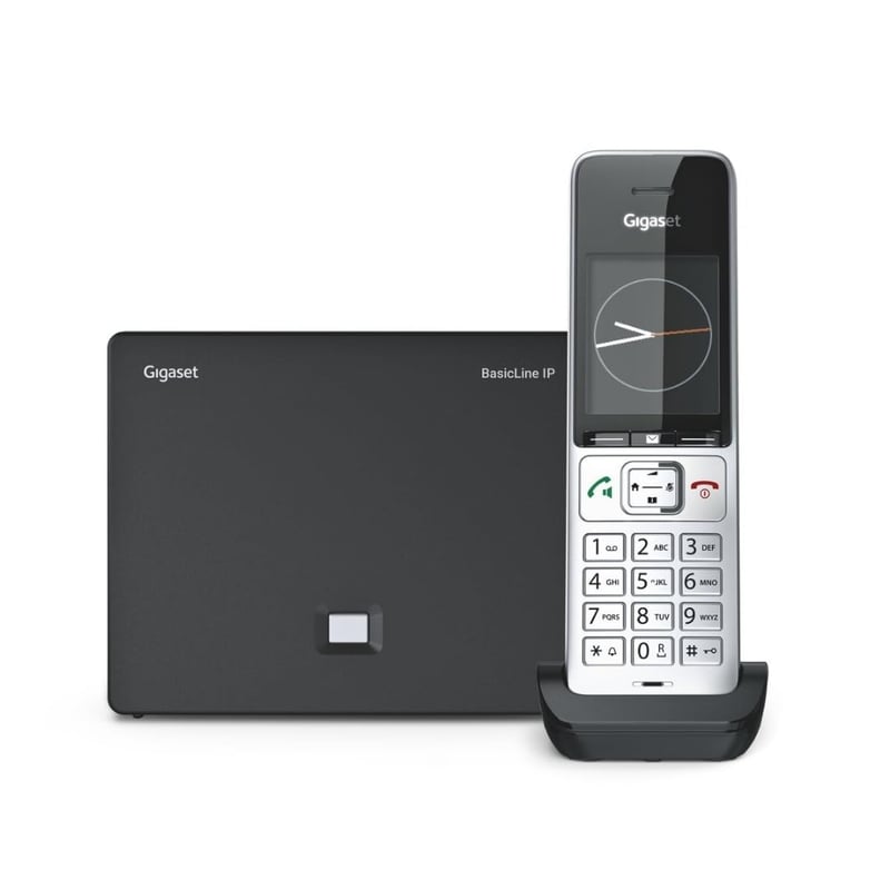 Set telefon wireless Gigaset BasicLine IP + Comfort 500HX, sunet HD, argintiu-negru