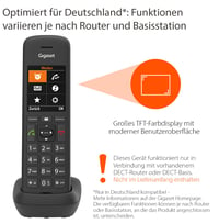 Gigaset C575HX DECT bezdrôtové slúchadlo s nabíjacou stanicou - Kompatibilné s Fritzbox - Čierne - Veľký TFT farebný displej - Bez základne 2