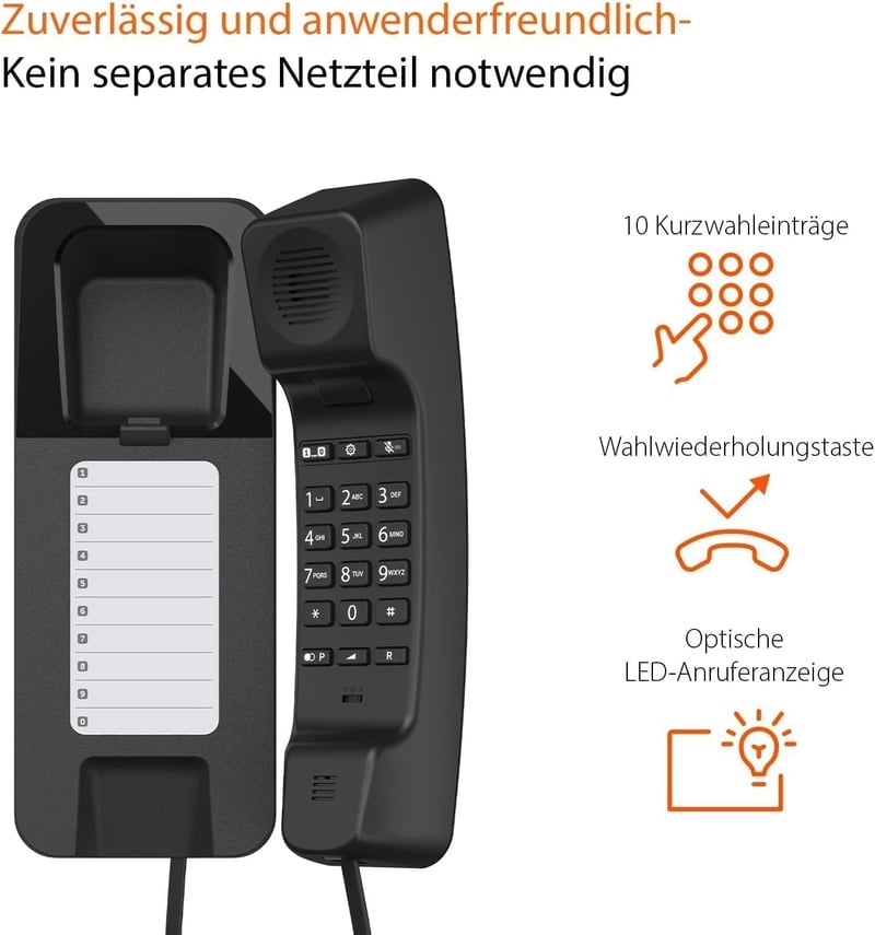 Gigaset Desk 200 Vezetékes Telefon Kompakt Tárcsázás Fekete - Black