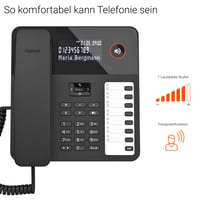 Gigaset Desk 600 káblový telefón – so 7 tlačidlami priamej voľby, veľkým LCD displejom, funkciou handsfree, 5-smerným navigačným tlačidlom – čierny 4
