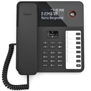 Gigaset Desk 600 fiksni telefon – sa 7 tipki za izravno biranje, velikim LCD zaslonom, zvučnikom, navigacijskom tipkom u 5 smjerova – crni
