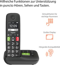 Gigaset E290A vezeték nélküli telefon nagy gombokkal és kijelzővel, fekete - 1 x phone with AB 4