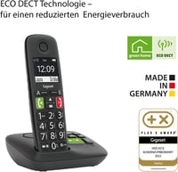 Gigaset E290A vezeték nélküli telefon nagy gombokkal és kijelzővel, fekete - 1 x phone with AB 5