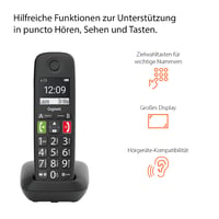 Bezdrôtový telefón Gigaset E290HX DECT s nabíjacou stanicou – bezdrôtový telefón pre seniorov k routerom a DECT základniam, veľký displej a tlačidlá, čierny 4