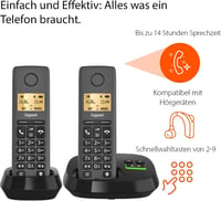 Bezdrôtový telefón Gigaset Pure 120A Duo, sada 2 kusov – so záznamníkom – ECO DECT – ochrana proti hovorom – podsvietený displej – antracitová čierna 4