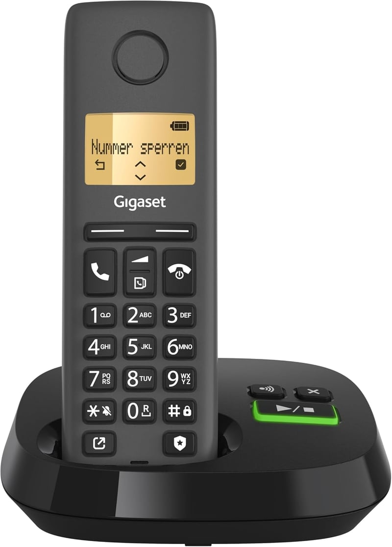 Gigaset Pure 120A vezeték nélküli DECT telefon üzenetrögzítővel, háttérvilágításos kijelző, hallókészülék-kompatibilis, nem kívánt hívások s