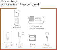 Gigaset Pure 120A vezeték nélküli DECT telefon üzenetrögzítővel, háttérvilágításos kijelző, hallókészülék-kompatibilis, nem kívánt hívások s 6