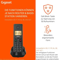 Gigaset Pure 220 DECT telefon hívásblokkoló gombbal és kihangosítóval - antracit fekete 2