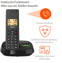 Súprava bezdrôtových telefónov Gigaset Pure 220A Trio DECT – 3 slúchadlá so záznamníkom, blokovaním hovorov a hlasitým odposluchom – 80 kontaktov – antracitová čierna 4