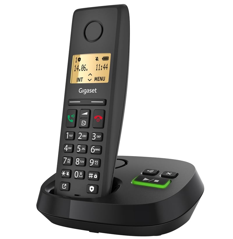 Bezdrôtový DECT telefón Gigaset Pure 220A so záznamníkom, tlačidlom na blokovanie hovorov a handsfree, 80 kontaktov, antracitová čierna