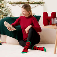 Giggling Getup 6 részes téli karácsonyi zokni szett női, meleg pamut kockás zokni 2