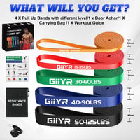 Sada odporových gúm Giiyr Fitness s 5 úrovňami (5 – 125 lbs), 5 ks cvičebných pásov pre mužov a ženy, na jogu, pilates, pomoc pri zhyboch, silový tréning 2