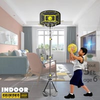 GILIKOKO Kosárlabda Palánk Állvánnyal - 110-190 cm Állítható Magasságú Gyerek Kosárpalánk Szett Beltéri és Kültéri Játékhoz 3-8 Éveseknek - Black / Yellow 4
