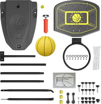 GILIKOKO Kosárlabda Palánk Állvánnyal - 110-190 cm Állítható Magasságú Gyerek Kosárpalánk Szett Beltéri és Kültéri Játékhoz 3-8 Éveseknek - Black / Yellow 8