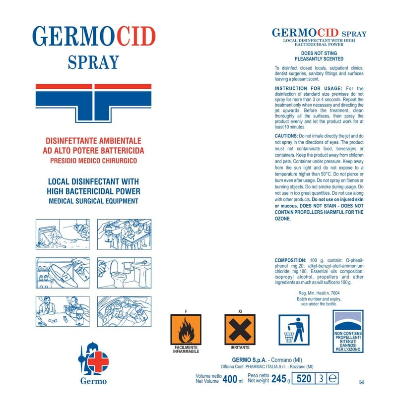 GIMA Germocid Fertőtlenítő Spray 400 ml Antibakteriális Felülettisztító