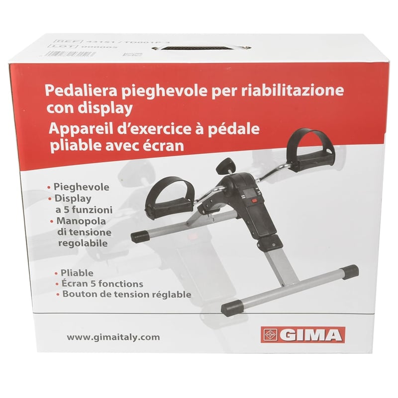 GIMA Összecsukható pedálozógép kijelzővel, otthoni fizioterápia, fitness mini kerékpár