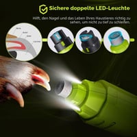Gimars pilă electrică pentru unghii de câine, 6 trepte de viteză, 2 lumini LED, 12000 RPM, încărcare USB, funcționare silențioasă, pentru câini și pisici de talie mică, medie și mare, verde 4