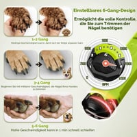 Gimars pilă electrică pentru unghii de câine, 6 trepte de viteză, 2 lumini LED, 12000 RPM, încărcare USB, funcționare silențioasă, pentru câini și pisici de talie mică, medie și mare, verde 2