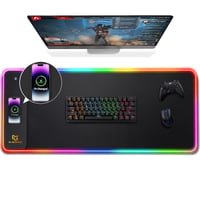 Herná podložka pod myš Gimars RGB XXL 800x300x4 mm, 15W bezdrôtové nabíjanie, 10 režimov LED osvetlenia, protišmyková gumová základňa, hladký povrch, pre PC a kanceláriu 1