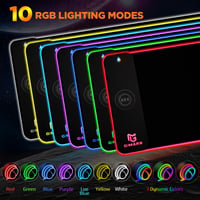 Herná podložka pod myš Gimars RGB XXL 800x300x4 mm, 15W bezdrôtové nabíjanie, 10 režimov LED osvetlenia, protišmyková gumová základňa, hladký povrch, pre PC a kanceláriu 3