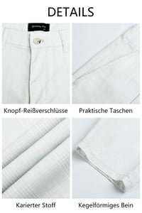 Pánske ľahké kockované chino nohavice GINGTTO Slim Fit, letné biznis nohavice s kockovaným vzorom 5