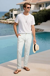 Pánske ľahké kockované chino nohavice GINGTTO Slim Fit, letné biznis nohavice s kockovaným vzorom 6